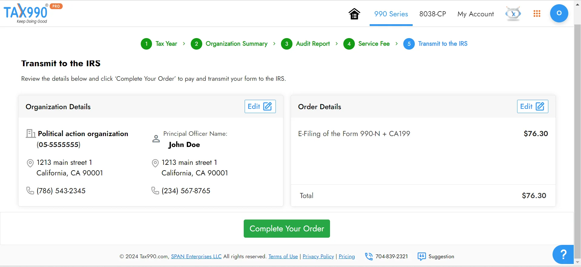 Review & Transmit to the IRS