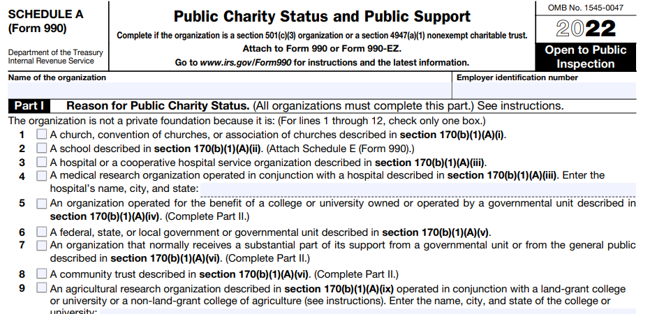 Form 990 Schedule A