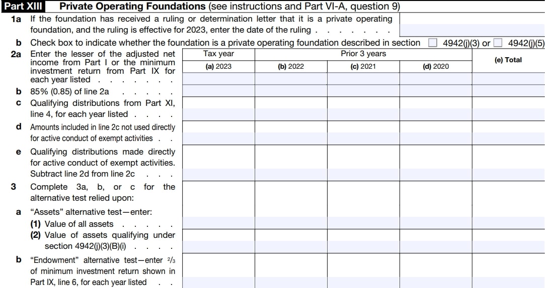 Part XIII - Private Operating Foundations