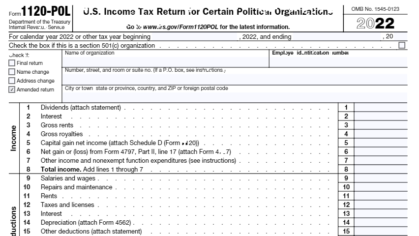 Form 1120-POL Amended Return