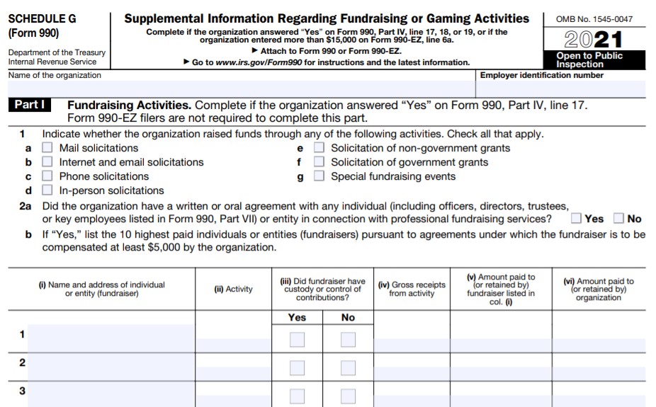 Form 990 Schedule G