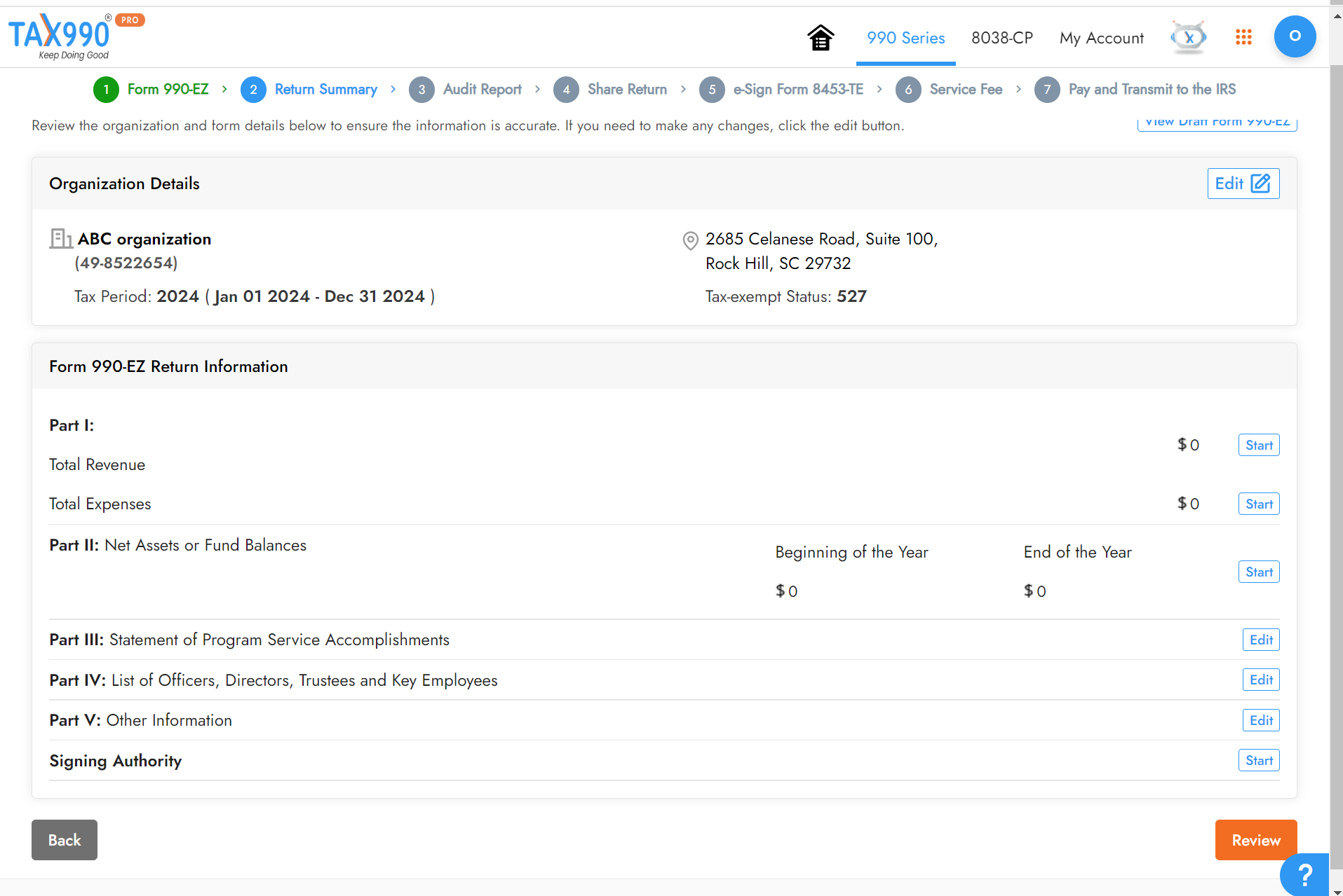 Review Your Form 990-EZ